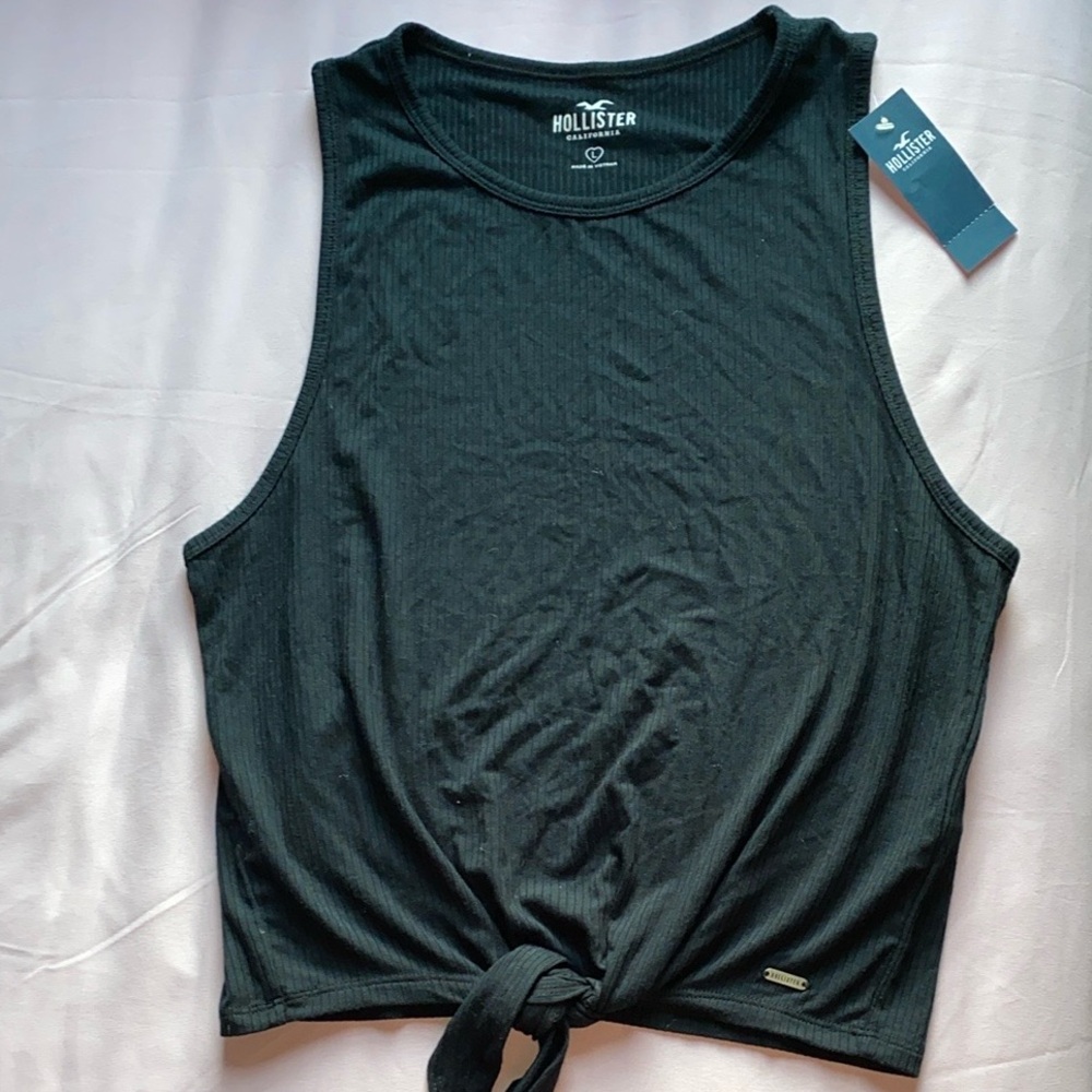 Hollister Black Sleeveless Tie-Front Tank Top